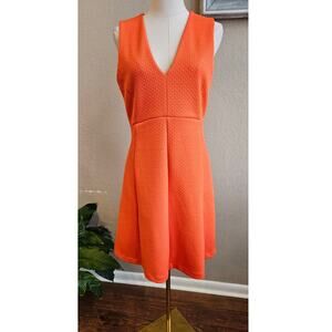 Ann Taylor Sleeveless Textured V-Neck Party Sheath Mini Dress Women Sz 4‎ Orange